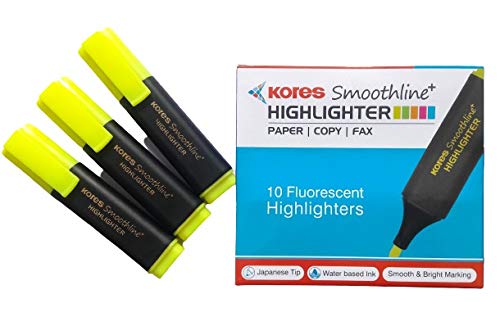 KORES SMOOTHLINE HIGHLIGHTER YELLOW IIBOX OF 10 PC