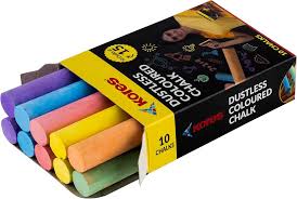 KORES DUSTLESS COLOURFUL CHALK PACKET OF 10 PC CHALK